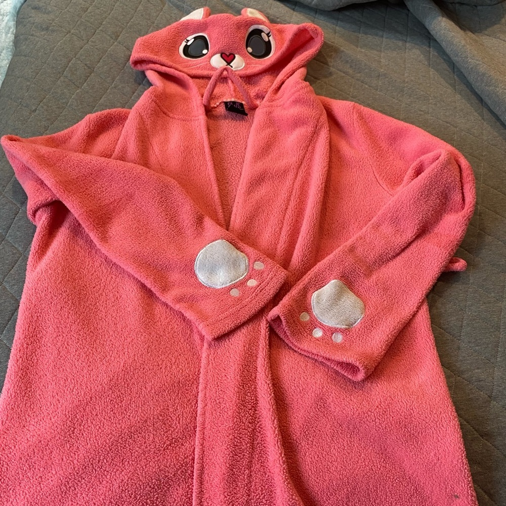 Cat print fleece robe